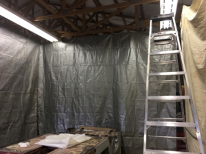 Paint booth inside